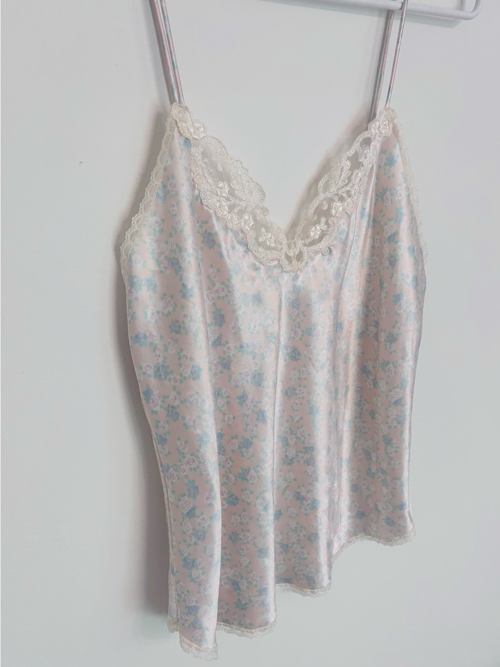 Vintage Indulgence Satin Lace Floral Tank Coquette Fairy Babydoll Size 34 S
